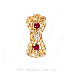 GS435 D/R - 14 Karat Gold Slide with Diamond center and Ruby accents 